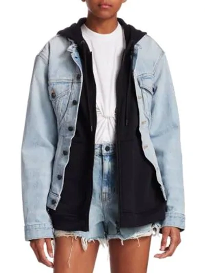 Shop Alexander Wang T Layered Denim Jacket In Bleach Black