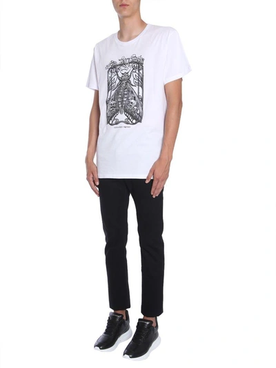 Shop Alexander Mcqueen Embroidered T-shirt In Bianco