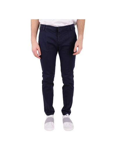 Shop Entre Amis Cotton Blend Trousers In Blue