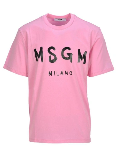 Shop Msgm Tshirt Classic In Pink