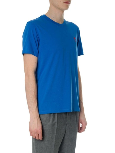 Shop Ami Alexandre Mattiussi Ami De Coeur Blu Cotton T-shirt