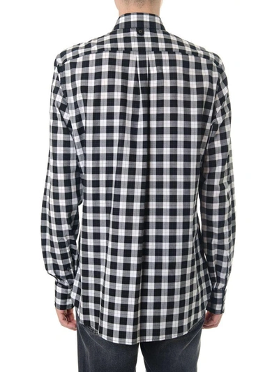 Shop Dolce & Gabbana Gingham Check Cotton Shirt With Embellishment In White/black