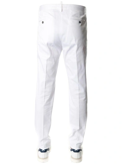 Shop Dsquared2 White Cotton Tailored Trousers