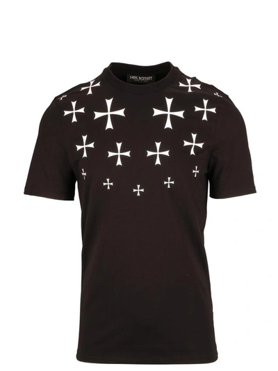 Shop Neil Barrett Cross Print T-shirt In 524