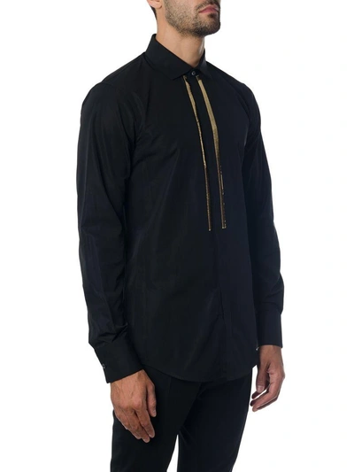Shop Dsquared2 Black Embroidered Shirt In Cotton