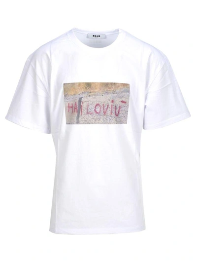 Shop Msgm Tshirt I Love U In White