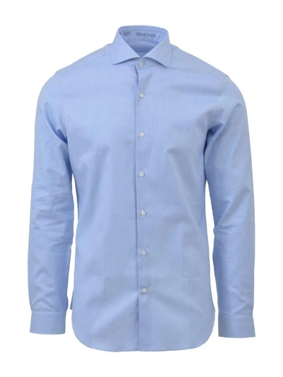 Shop Vangher Spread Collar Shirt In Light Blue