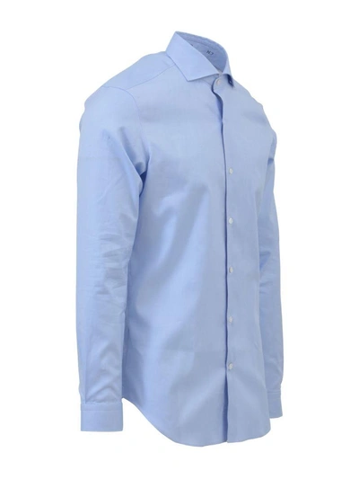 Shop Vangher Spread Collar Shirt In Light Blue