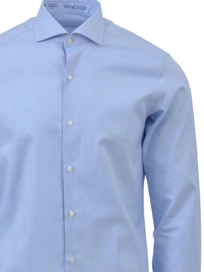 Shop Vangher Spread Collar Shirt In Light Blue