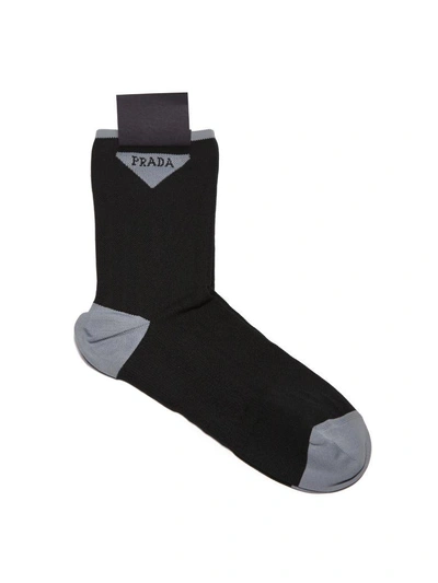 Shop Prada Socks In Nero Grigio