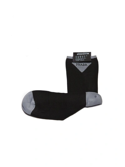 Shop Prada Socks In Nero Grigio