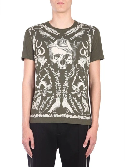 Shop Alexander Mcqueen T-shirt With Treasure Skull Print In Verde