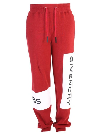 Shop Givenchy Red Branded Sweatpants