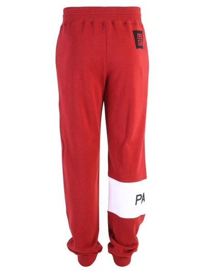 Shop Givenchy Red Branded Sweatpants