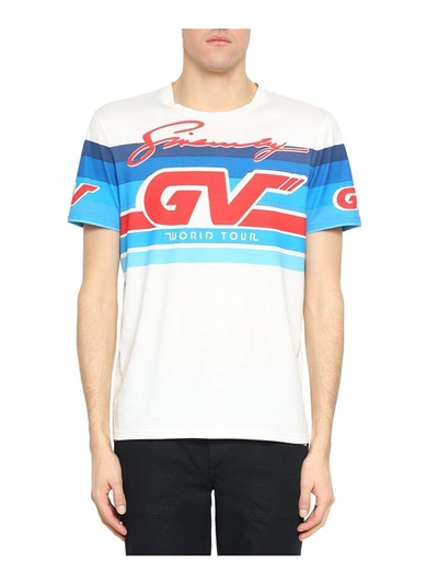 Shop Givenchy Gv World Tour Cotton T-shirt In Bianco