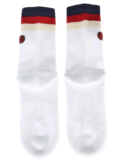 Shop Gucci Sock New Logo In White + Web