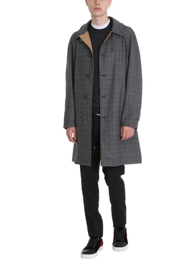 Shop Lanvin Grey Reversible Trench And Wool Coat
