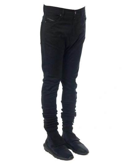 Shop Diesel Black Gold Black Cotton Pants With Sides In Nylon