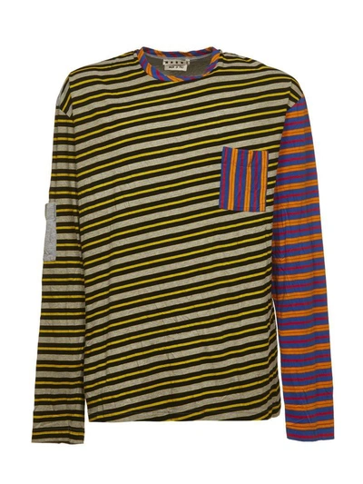 Shop Marni Stripe Top In Grigio Multicolor