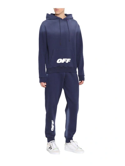 Shop Off-white Wing Off Cotton Sweatpants In Blu