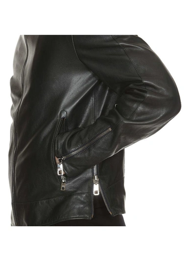 Shop Dolce & Gabbana Leather Jacket In Dark Green