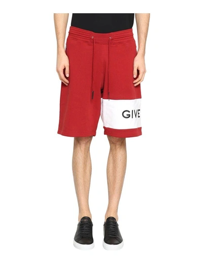 Shop Givenchy Logo Cotton Sweatshorts In Rosso