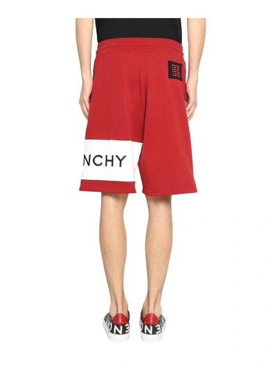 Shop Givenchy Logo Cotton Sweatshorts In Rosso