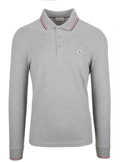 Shop Moncler Long Sleeve Polo Shirt In 987