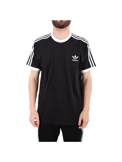 Shop Adidas Originals 3-stripes" Cotton T-shirt" In Black