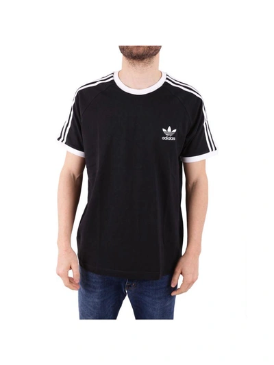 Shop Adidas Originals 3-stripes" Cotton T-shirt" In Black
