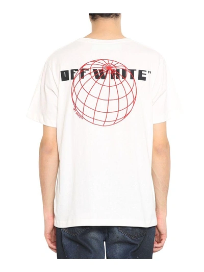 Shop Off-white Globe Cotton T-shirt In Bianco