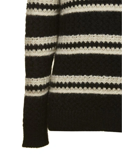 Shop Saint Laurent Striped Knit Pullover In Nero Bianco