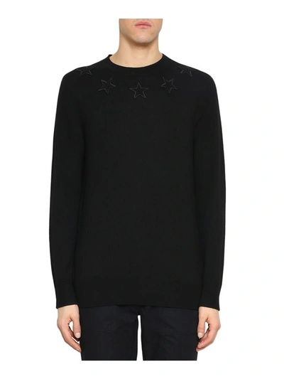 Shop Givenchy Appliqué Stars Wool Sweater In Nero