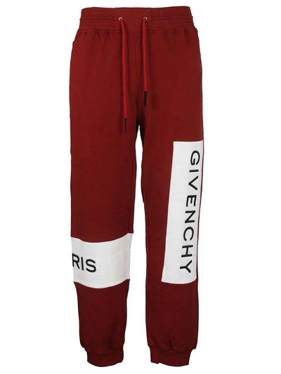 Shop Givenchy Drawstring Color-block Track Pants In Red
