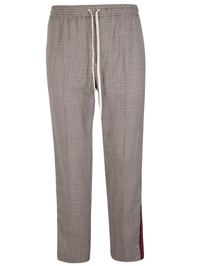 Shop Gucci Houndstooth Track Pants In Grey