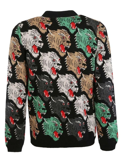 Shop Gucci Angry Cat Cardigan In Multicolor