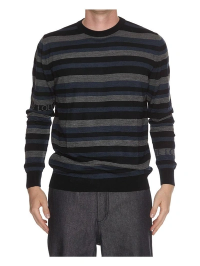Shop Loewe Striped Knit Sweater In Blue/multicolor