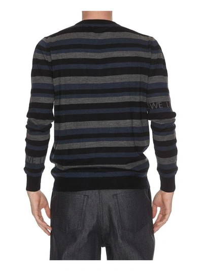 Shop Loewe Striped Knit Sweater In Blue/multicolor