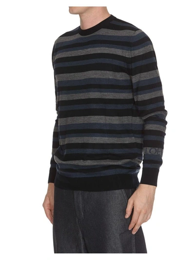 Shop Loewe Striped Knit Sweater In Blue/multicolor