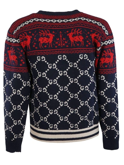 Shop Gucci Gg And Reindeer Jacquard Sweater In Multicolor