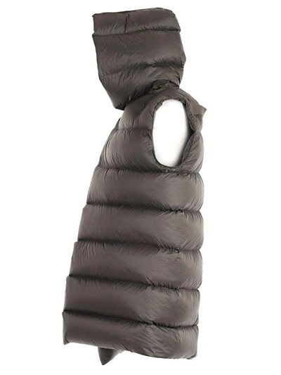 Shop Rick Owens Hooded Padded Gilet In Dark Dust