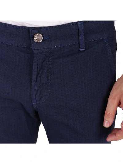 Shop Entre Amis Stretch Cotton Trousers In Blue