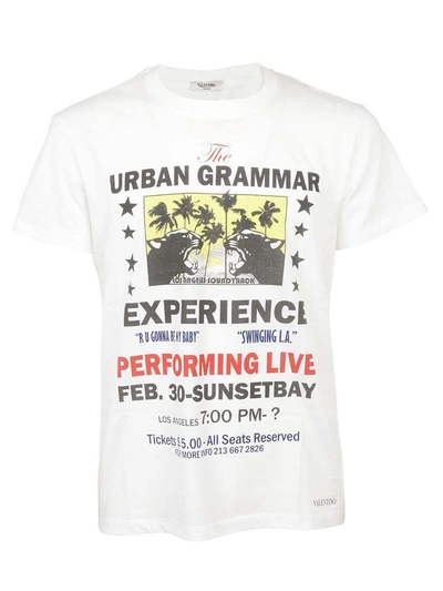 Shop Valentino Urban Grammar Print Concert Poster T-shirt In 0bo Bianco