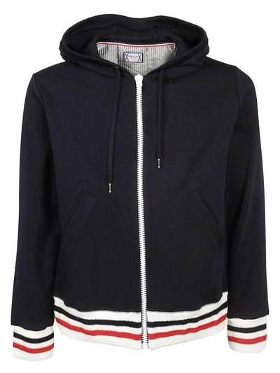 Shop Moncler Zipped Hooded Jacket In Blue