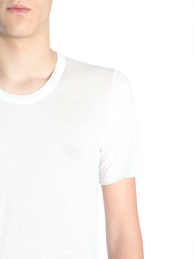 Shop Rick Owens Round Collar T-shirt In Bianco