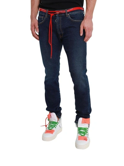 Shop Off-white Skinny-fit Stretch Jeans In Blu