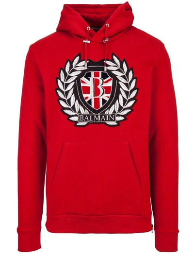 Shop Balmain Paris Sweatshirt In Rosso