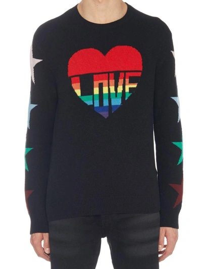Shop Valentino 'love' Sweater In Black