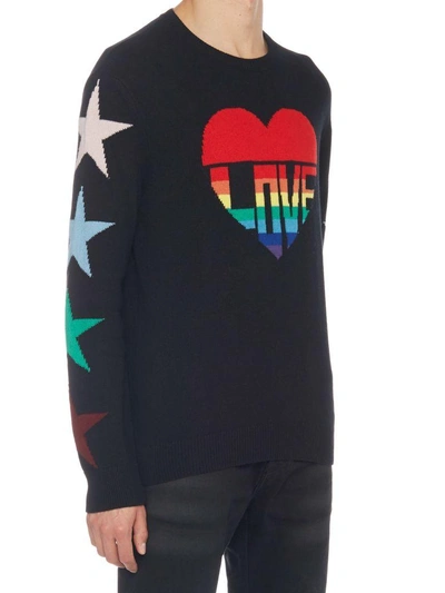 Shop Valentino 'love' Sweater In Black