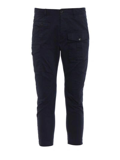 Shop Dsquared2 Slim Cargo Trousers In Dark Blue